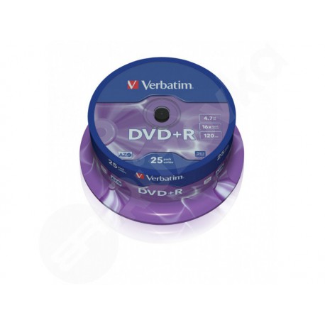 VERBATIM 43500 DVD+R 25cake 16x silver media