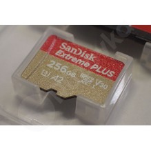 256 GB SanDisk Extreme Plus A2 mikro SDXC + SD adaptér