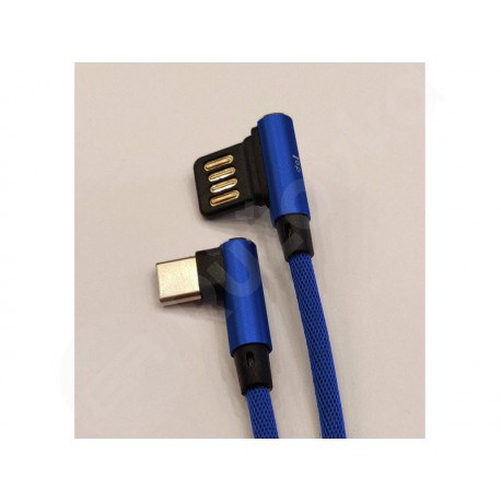 TipTop kabel USB-C 1m oboustranný L USB v modrej farbe