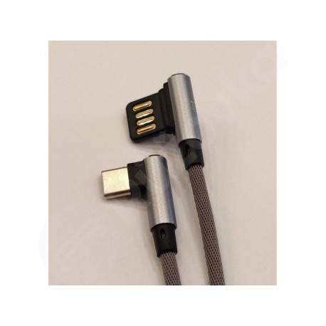 TipTop kabel USB-C 1m oboustrané L USB v šedém provedení