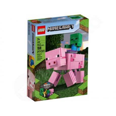 LEGO Minecraft 21157 Velká figurka: Prase s malou zombie