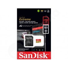 256GB Sandisk Extreme micro SDXC A2 C10 V30 UHS-I U3 + SD adaptér