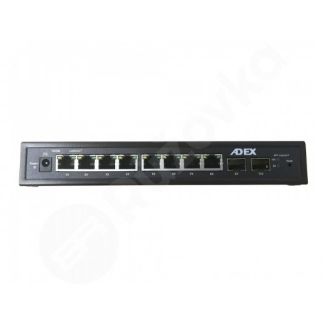 ADEX AD1000-8GPD-2FM reversní poe managed switch 8x Gbit port 2x SFP metal