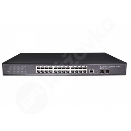 WaveRF ADS-224GRP-1PO-2F-RM PoE reverzný prepínač s 24 gigabitovými portami 2x SFP