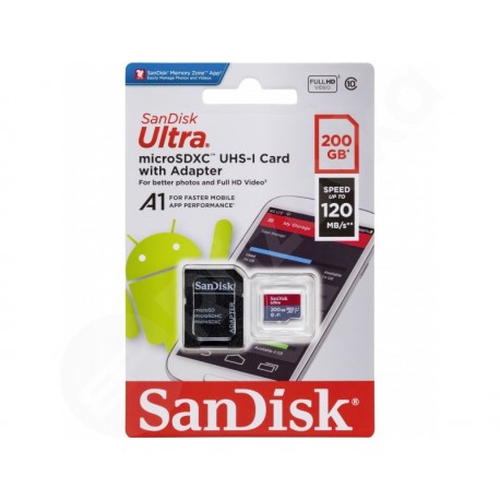 SanDisk Micro SDXC Ultra Android 200GB UHS-I U1 (SDSQUA4-200G-GN6MA)
