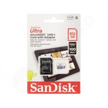 512 GB SanDisk MicroSDXC karta Ultra (100MB/s, Class 10, Android) + adaptér