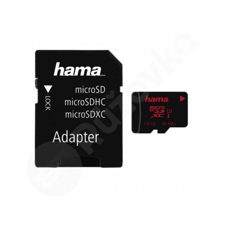128GB Hama 181002 Memory Pro 4K microSDXC UHS-I Card + adaptér