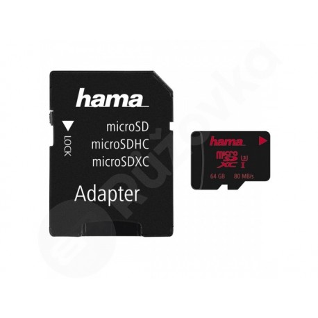 64 GB Hama 213115 Memória Pro 4K microSDXC UHS-I Card + adaptér