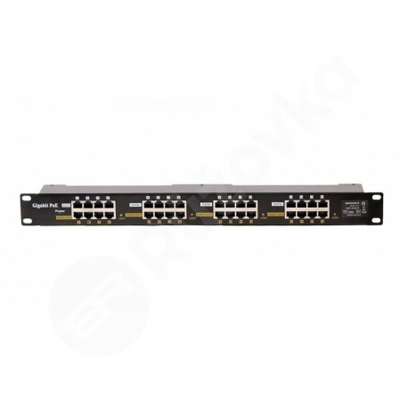 MaxLink Gigabit POE panel 16 portov 1U pre rack 19" tienený (POE-PAN16-G)