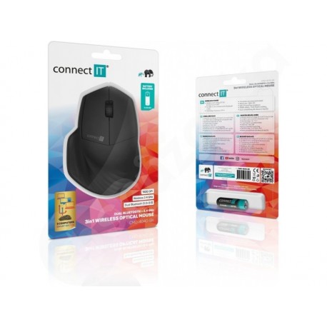 Connect It Triple SmartSwitch bezdrôtová myš čierna (CMO-4040-BK)