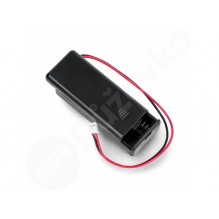 Box s 2xAAA batériou so zásuvkou JST a tlačidlom na BBC micro:bit