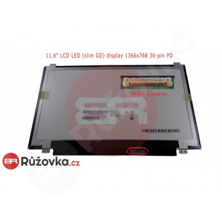 11.6" LCD LED (slim GD) display 1366x768 30-pin PD eDP
