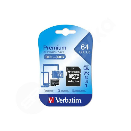 64GB verbatim MicroSDXC+ SD adaptér
(44084)